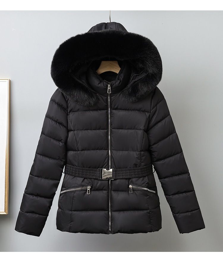 Women's Clothing Short Puffer Jacket With Faux Fur Hood Warm Winter Coat With Cozy Faux Fur Trim, Lightweight Quilted Outerwear For Petite & Plus Size_voghion.com