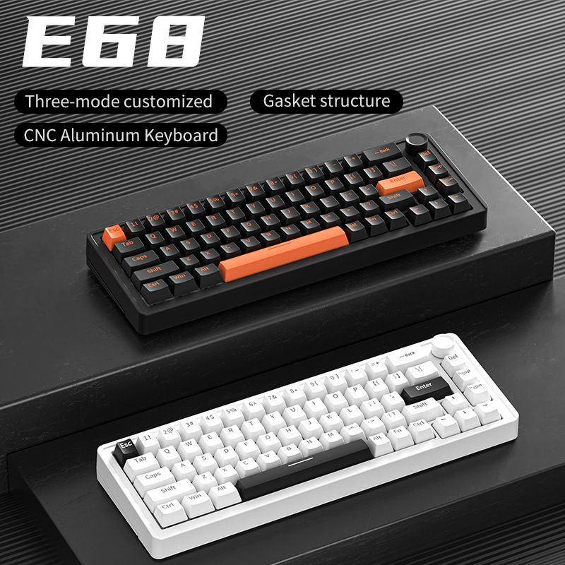 E68 Three-mode Aluminum Tuo Tuo Mechanical Keyboard Gasket Structure Wireless Bluetooth RGB Hot-swappable E-sports Gaming Keyboard_voghion.com