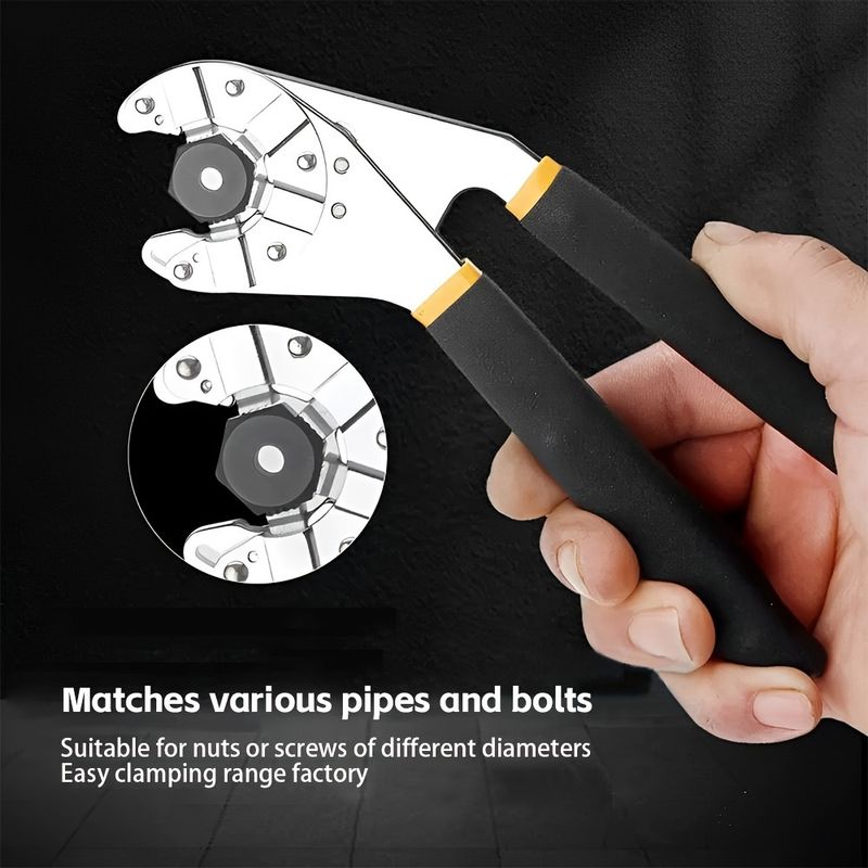 14-In-1 Multi-Purpose Wrench Set, High Carbon Steel Adjustable Open-End Spanner, Sawtooth Design With Tight Bite, Mechanical Operation, Repair Tools_voghion.com