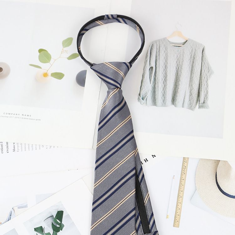 Cravatta giapponese JK/DK a righe in stile college per studenti, senza lacci, all'ingrosso_voghion.com