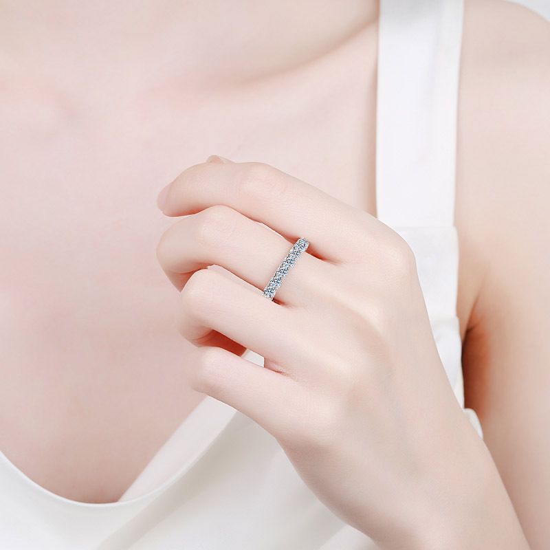 Anello in argento sterling da donna, con moissanite a grappolo, placcato oro PT950, anello cubano da sposa_voghion.com