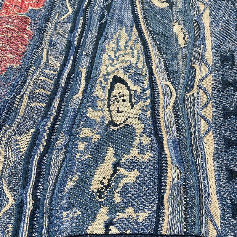 Maglione girocollo lavorato a maglia in stile etnico a contrasto vintage, con ritratto, in jacquard, taglia grande_voghion.com