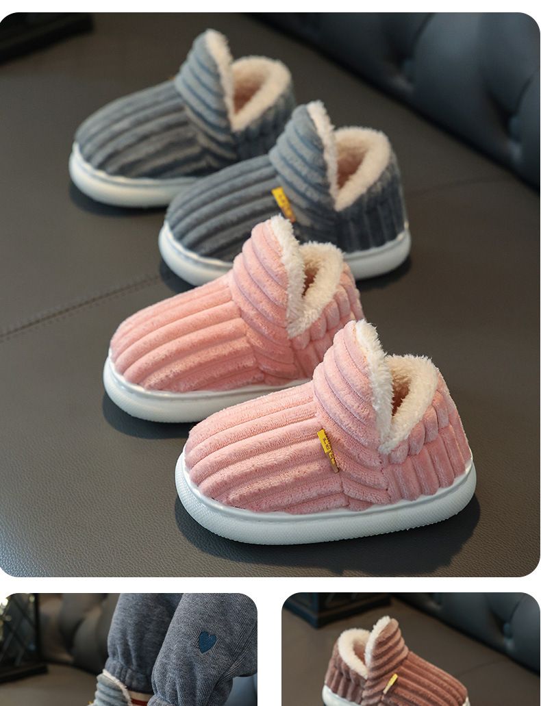 Pantofole invernali per bambini con fodera in pelliccia, suola antiscivolo, comode pantofole da casa per bambini e bambine (diversi colori e taglie)_voghion.com