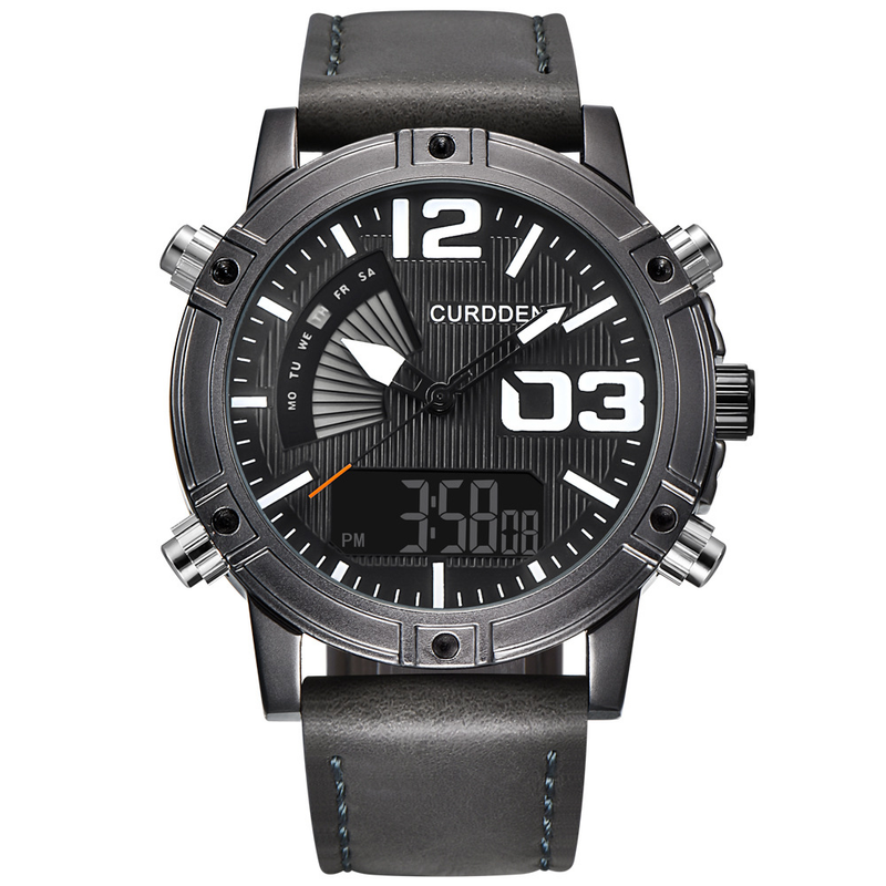 CURDDEN brand men's belt sports electronic new dual display watch_voghion.com