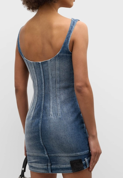 Abito sottoveste da cowboy da strada in Europa e negli Stati Uniti 2024 estate nuova linea colletto patchwork riceve abito allacciato in vita dimagrante da donna_voghion.com