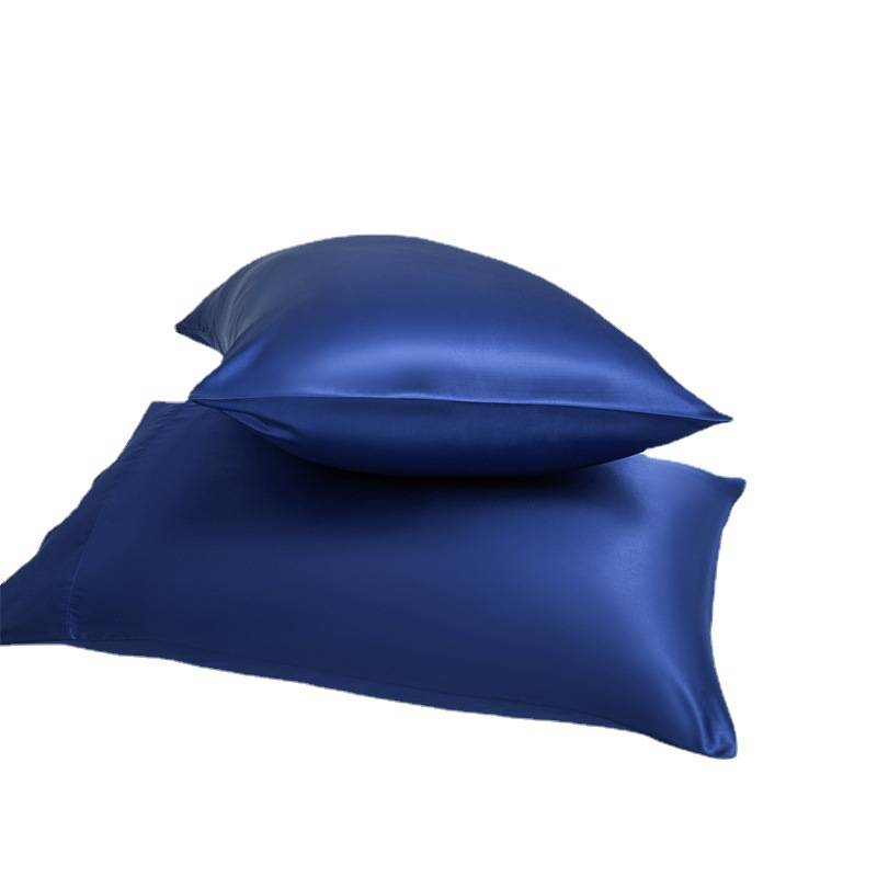 Dreiteiliges Bettwäscheset aus Heimtextilien-Satin, einfarbig, königsblau, Seidenbettwäsche, Kissenbezug, Bettbezug-Set_voghion.com