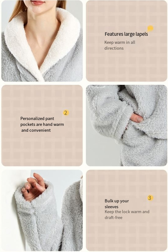Verdickter, bequemer Pyjama aus Baumwollsamt für Damen, große Größe, warme Hauskleidung aus Korallenfleece_voghion.com