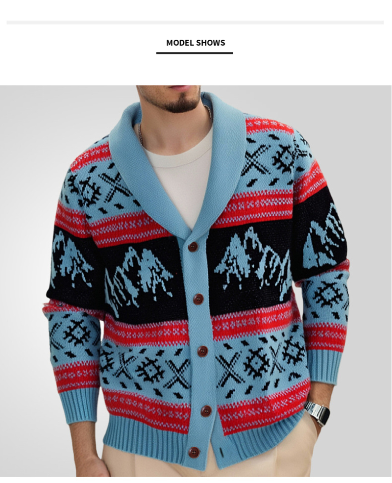 Vintage-Jacquard-Strickjacke für Herren – Dicker Winterpullover mit offener Vorderseite, lässige Outdoor-Kleidung (Blau, M-3XL)_voghion.com