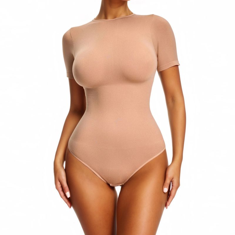 Seamless Body Shaping Bodysuit For Women, Slimming And Slimming, Plus Size Tummy Controlling Corset, Short Sleeved Sports Yoga Corset_voghion.com