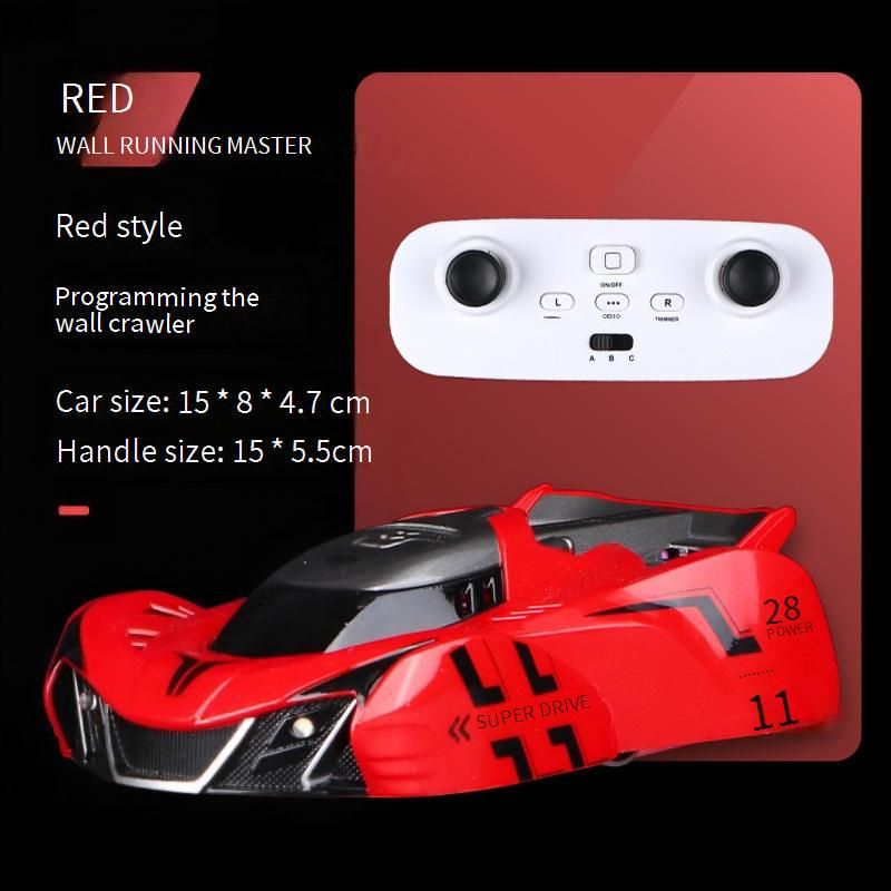 Infrared Light-Chasing Wall-Climbing RC Car With Watch Remote Control – Interactive Stunt Toy For Kids (Blue/Red, English Packaging)_voghion.com