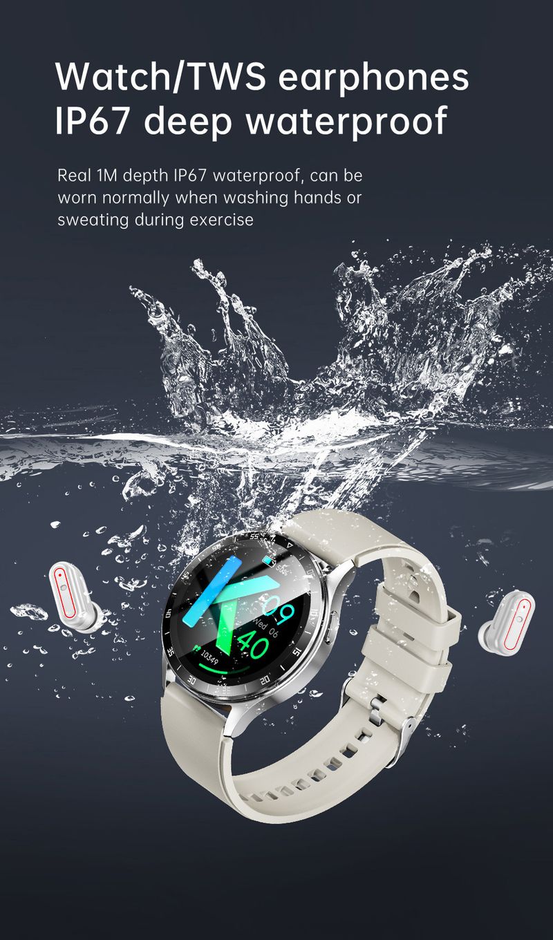X10 Smartwatch With Bluetooth Earbuds 2-in-1 TWS Wireless Dual Ear Calling Music Fitness Tracker For Android, Heart Rate Monitor, Step Counter,_voghion.com