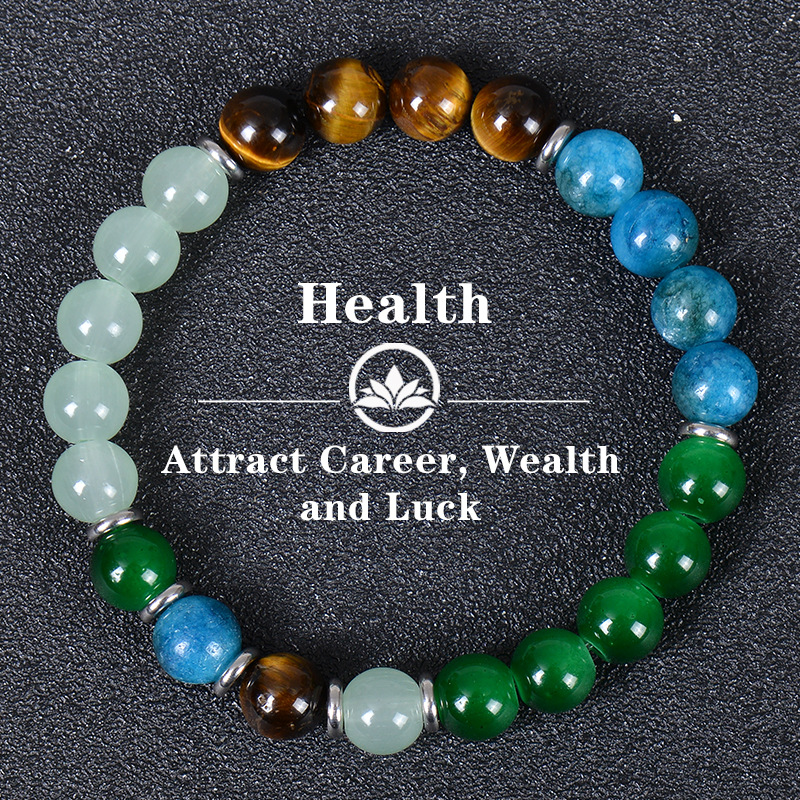 1 Piece Aura Quartz And Ocean Sediment Beaded Bracelet - Unisex - Homeopathic Crystal Jewelry - Brings Abundance - Prosperity_voghion.com