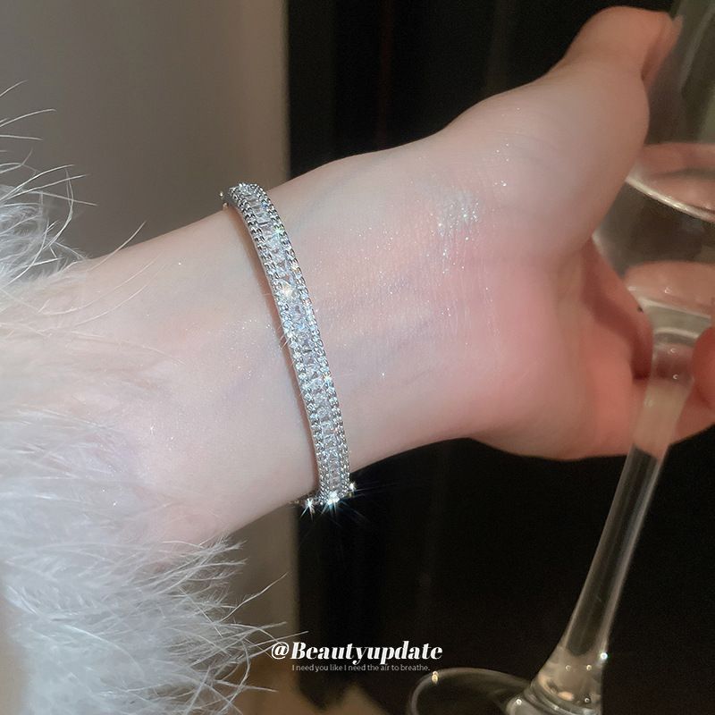 Fivela retangular de zircônia com personalidade feminina, temperamento simples e frio, pulseira de nicho e alta qualidade_voghion.com