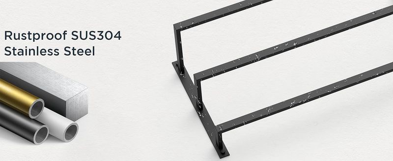 Barra portaoggetti a parete FORIOUS a 3 ripiani, da 24 pollici, per bagno, portacanne in acciaio inossidabile 304 resistente, salvaspazio_voghion.com