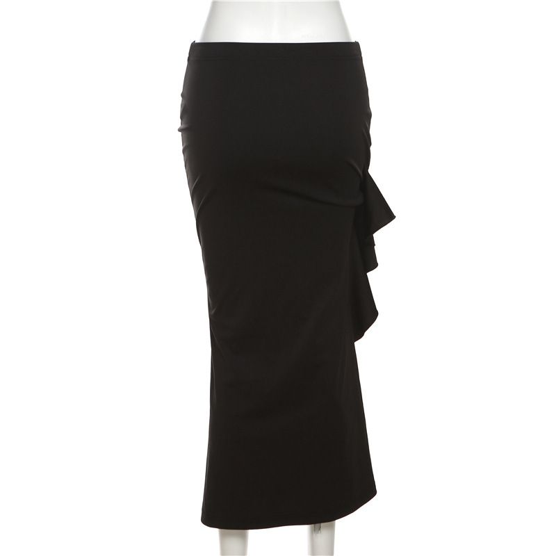Abbigliamento da donna tinta unita gonna a fessura sull'anca con borsa a vita alta dimagrante moda di strada_voghion.com