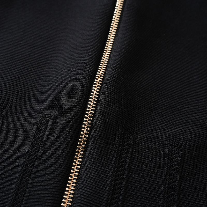 Vêtements pour femmes, mode printemps-été, robe noire coupe ajustée à revers en tricot anti-rayures, coupe trapèze_voghion.com
