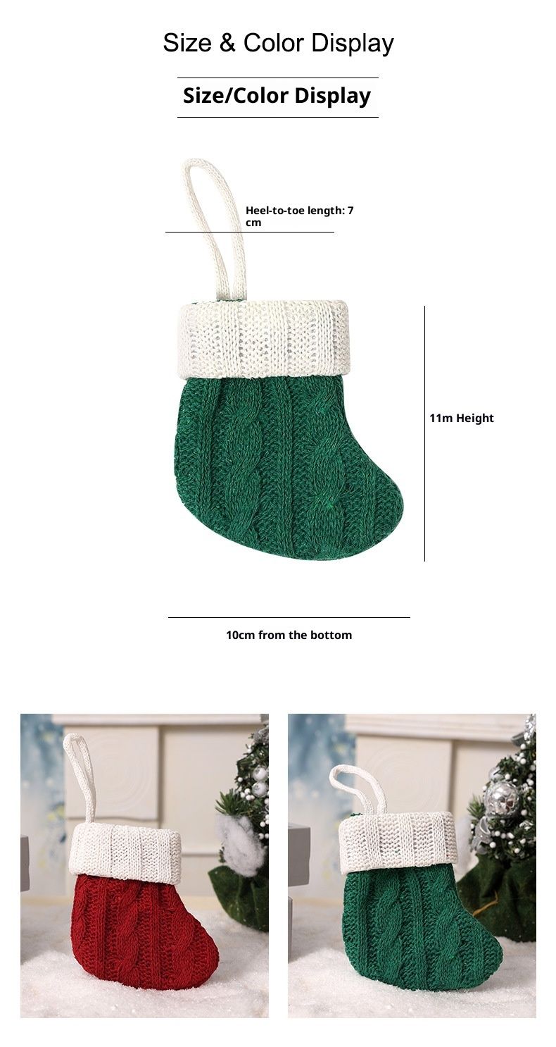 001 Neue gestrickte Dekorationen Grüne kleine Mini-Hängeornamente Weihnachtsbaumschmuck Socken_voghion.com