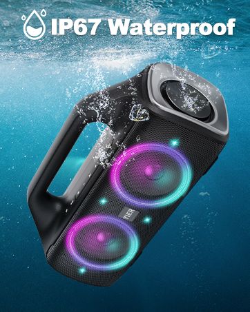 80w(Peak)Portable Wireless Speaker With Lights,Stereo Loud Sound,IP67 Waterproof,Deep Bass Outdoor Bluetooth-5.0 ,For Home Party Beach Camping Gifts_voghion.com