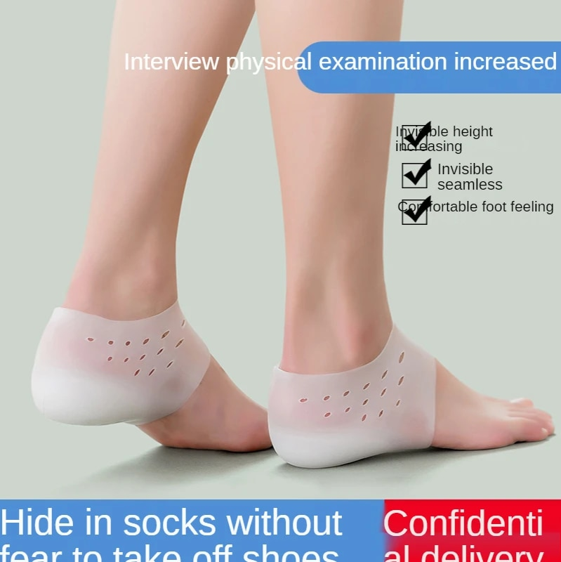 Palmilhas de silicone com aumento de altura invisível, almofadas de gel ortopédicas, suporte de arco, palmilhas de massagem para pés, unissex_voghion.com