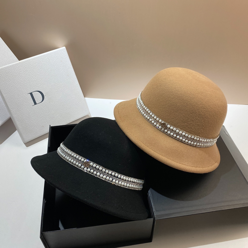 Jesen i zima Francuski stil slavnih Keramički šešir od vodene dijamantne vune Jednostavan i elegantan Elegantni lagani luksuzni top_voghion.com