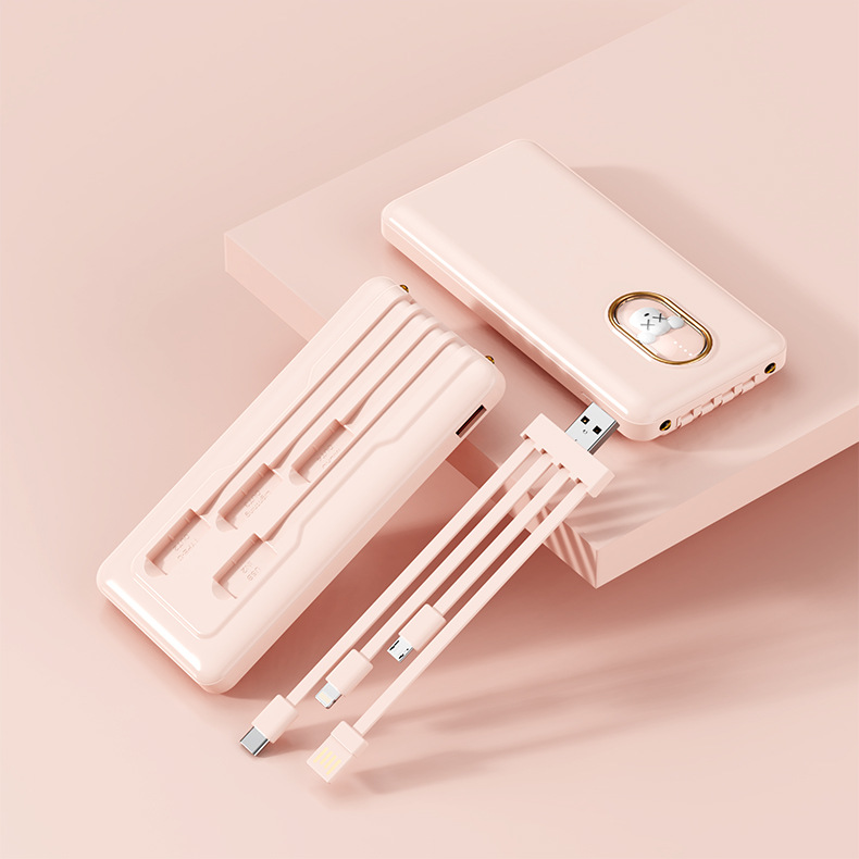 Cue Pe Large Capaciy Comes wih Cable Bank 20000mAh Fas Charging Porable and Compac Mobile Power Supply_voghion.com