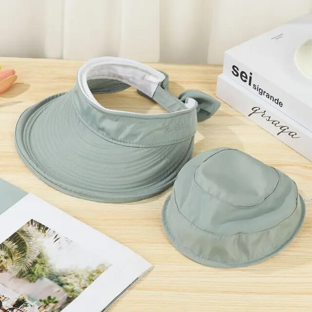 Women Ladies Anti-UV Summer Visor Sun Hat Wide Brim Beach Hat Outdoor Cap_voghion.com