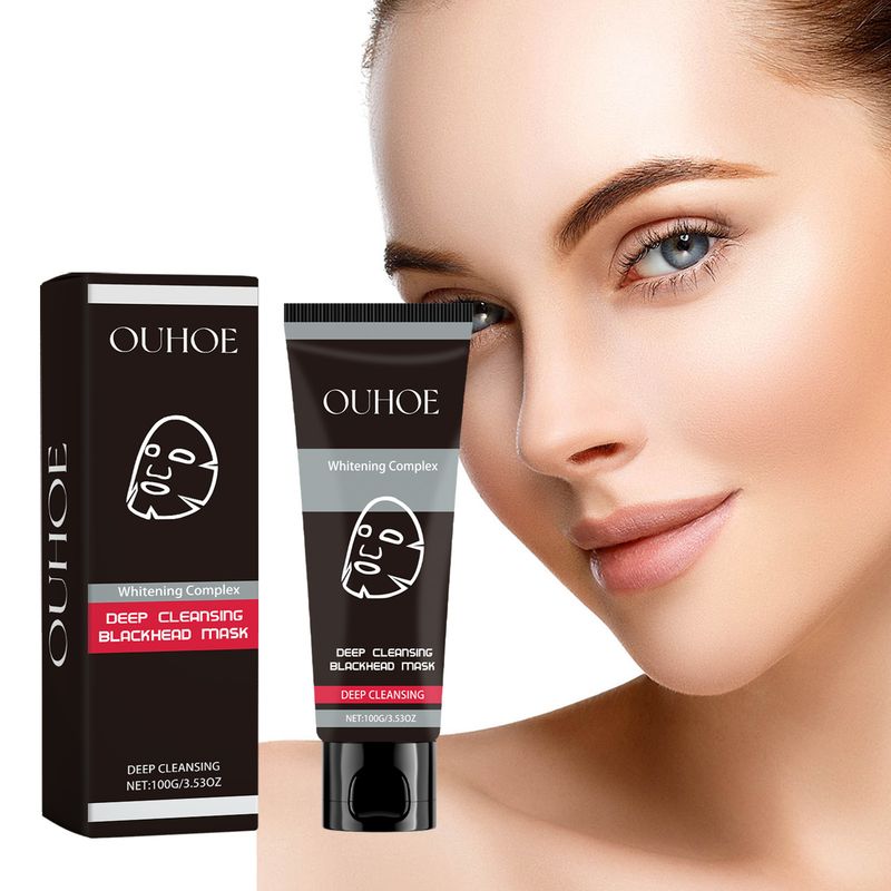 Maschera viso per la cura della pelle delicata con carbone di bambù OUHOE, pulizia profonda, idratazione e applicazione di fango._voghion.com
