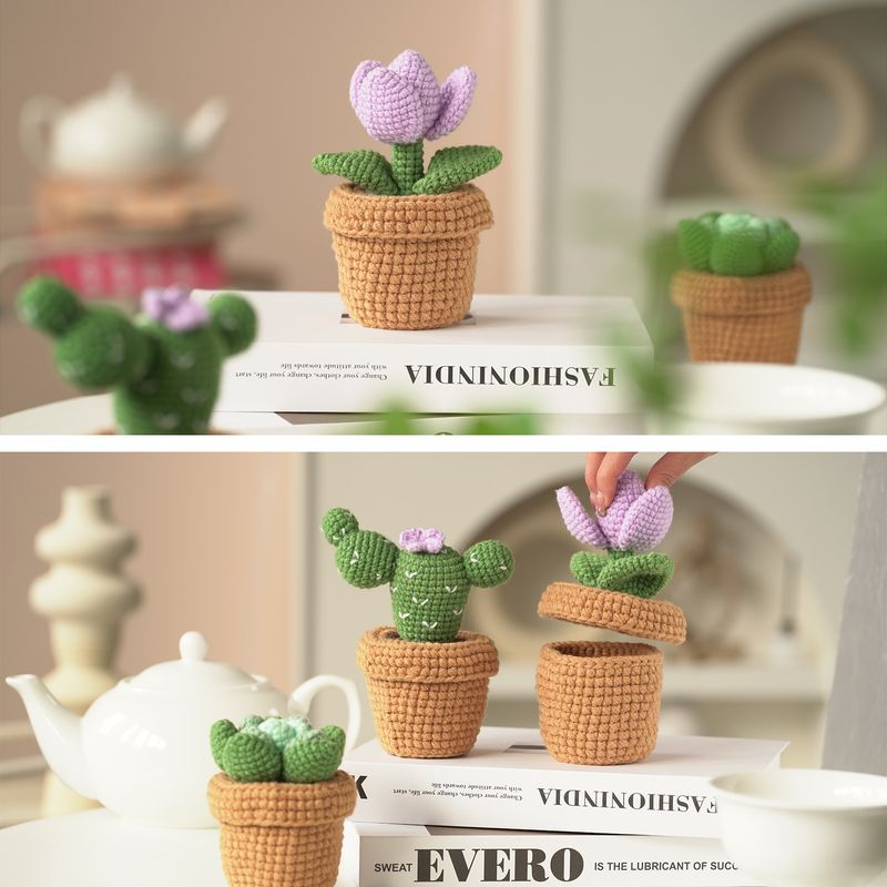 Crochet Material Package Knitting Handmade DIY Homemade Wool Plant Storage Box Ornaments_voghion.com