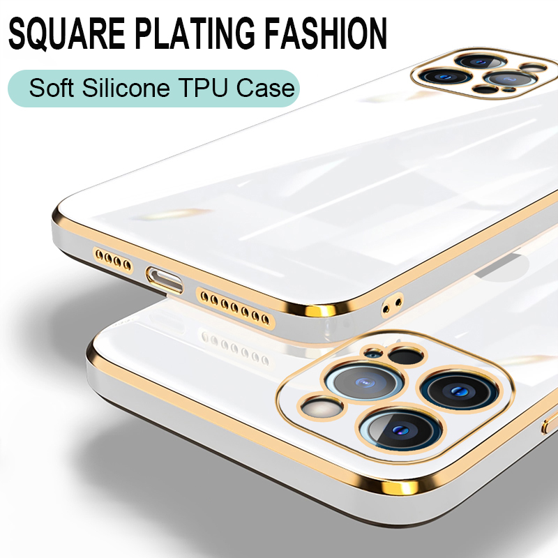 Custodia per telefono Bling Soft Square Placcata Di Lusso 3D Laser per iPhone 7 8 Plus SE 2020 6 6s Plus X XS XR 11 PRO MAX 12 13 MINI_voghion.com