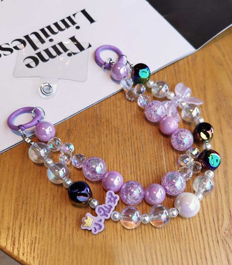 Mobiltelefon nyakpánt nőknek tündér kristály csukló repedés gyöngy dupla lánc átlátszó gyöngy nyakpánt klip stílus anti veszteség_voghion.com