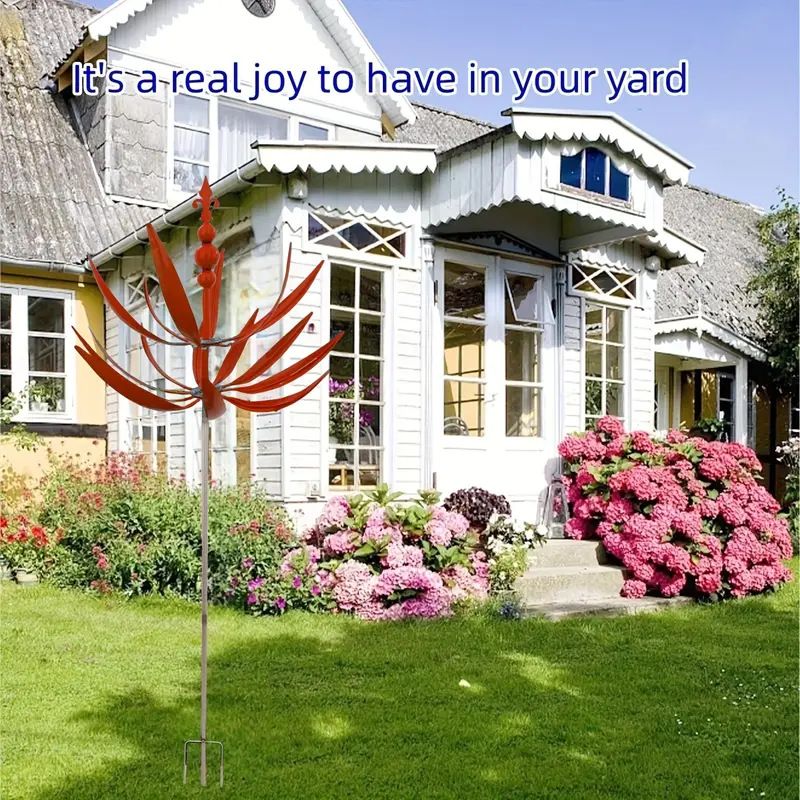 Cross-border new wind spinner outdoor gardening new red iron Lawn Terrace windmill inserted decoration_voghion.com