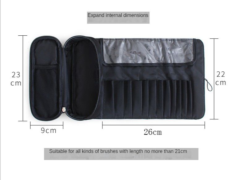 Wasserdichte Roll-Make-up-Pinseltasche aus Nylon für die Reiseorganisation_voghion.com