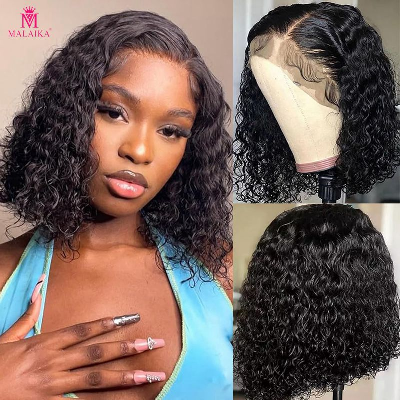 Onda encaracolada bob perucas 12 Polegada encaracolado bob peruca cabelo humano 180% densidade 13x4 profunda encaracolado bob perucas dianteiras do laço cabelo humano com linha fina natural para mulher_voghion.com