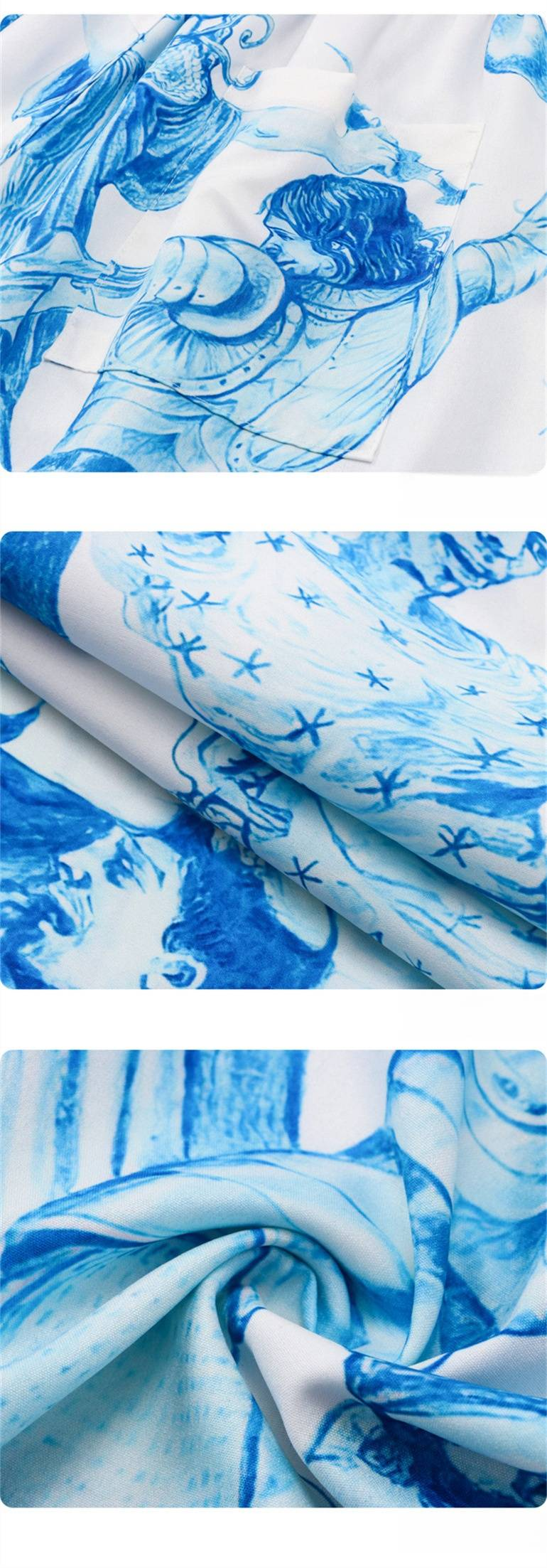 Men's Clothing trendy street style youth character digital printing lapel loose casual short-sleeved shirt suit_voghion.com