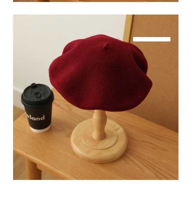 Unisex Wool beret not easy to pilling solid color retro painter hat for girls_voghion.com