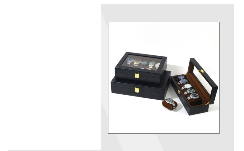 Watch Storage Box Paint Box 6-bit 10-bit 12-bit Paint Jewelry Gift Box Black Wooden Watch Storage Box_voghion.com