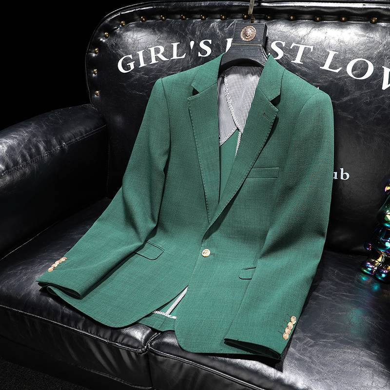 Heren Casual Slim-fit Effen Kleur Brits Zakelijk Gentleman Eenvoudig All-match Pak Bruidegom Beste Man Banketpak_voghion.com