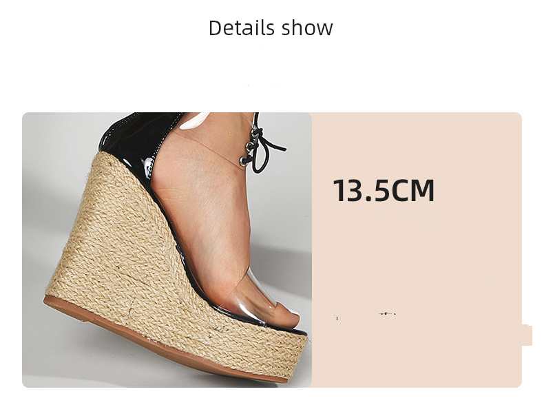 Pantofi de damă Sandale în stil nou la modă, pentru femei, pentru a le purta în exterior Tocuri cu pană de frânghie pentru femei Femei de mărime mare_voghion.com