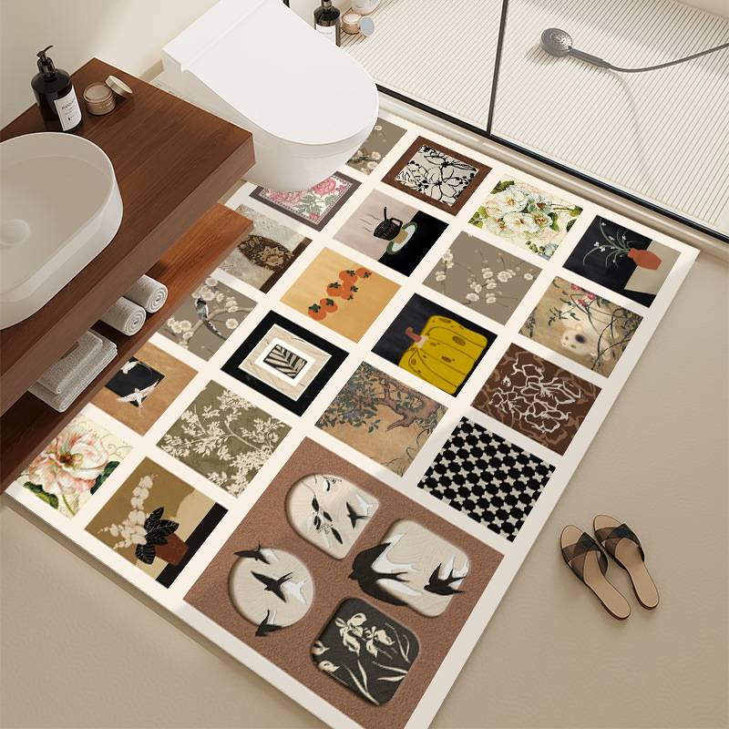 Saugfähige Badezimmermatten, hochwertige große Waschbecken im antiken Stil, große Fläche, vollständige rutschfeste Matten, mehrere Materialien_voghion.com