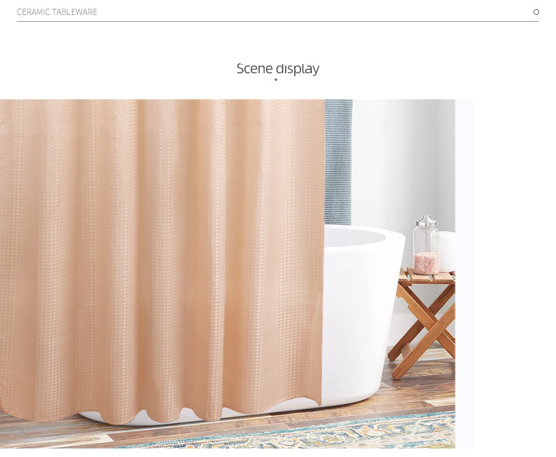Duschvorhang mit Waffelmuster – strapazierfähiger Hotel-Badewannenvorhang aus Polyester, wasserabweisend, Design ohne Löcher (180 x 180 cm, 6 elegante Farben)_voghion.com
