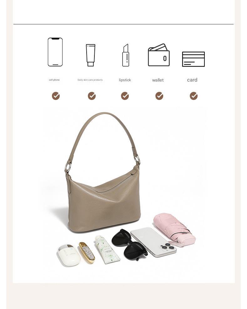 Borsa a tracolla versatile primaverile ed estiva in pelle conciata al vegetale KOSE First Layer Retro Armpit Classic Hobo Bag_voghion.com