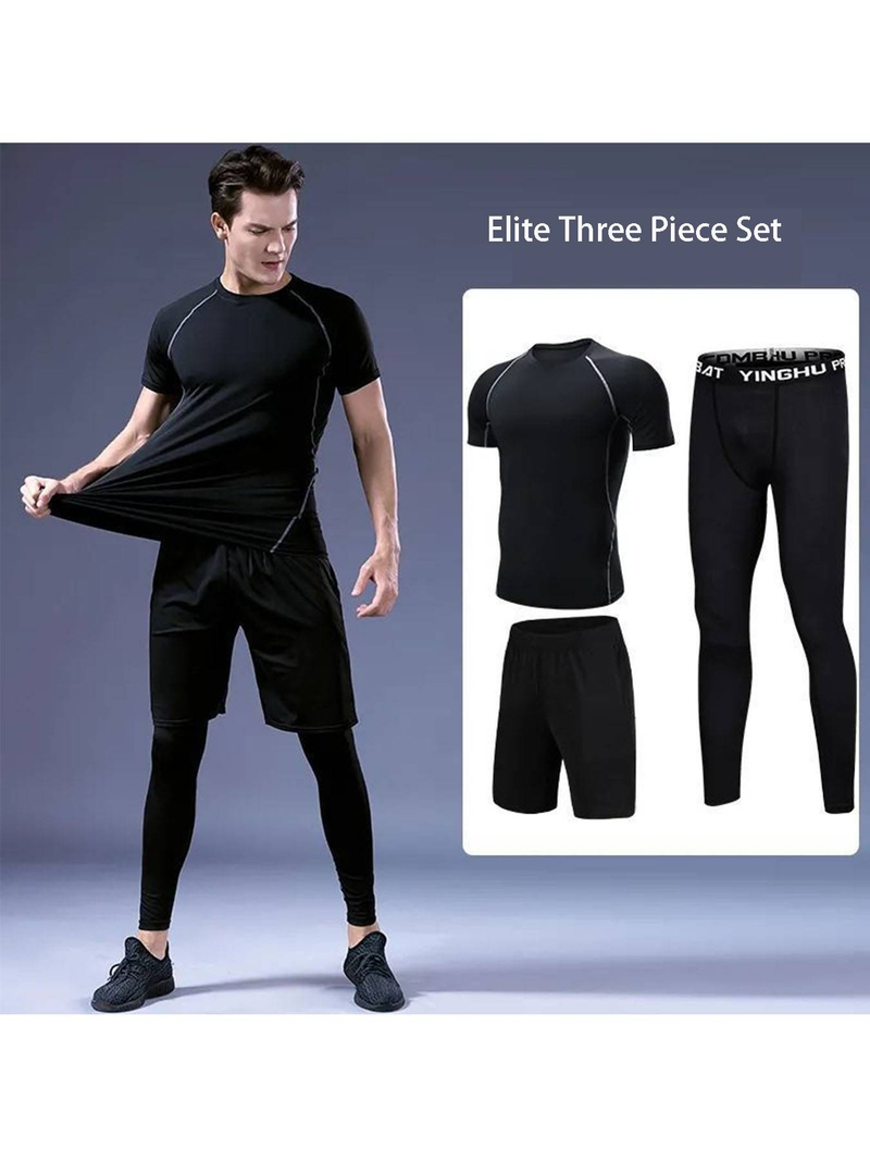 Fitness Suit, Men's Set, Sports Quick Drying Tight Fitting Suit, Training Suit, Seasonal Running, Basketball, Gym Fitness Suit_voghion.com