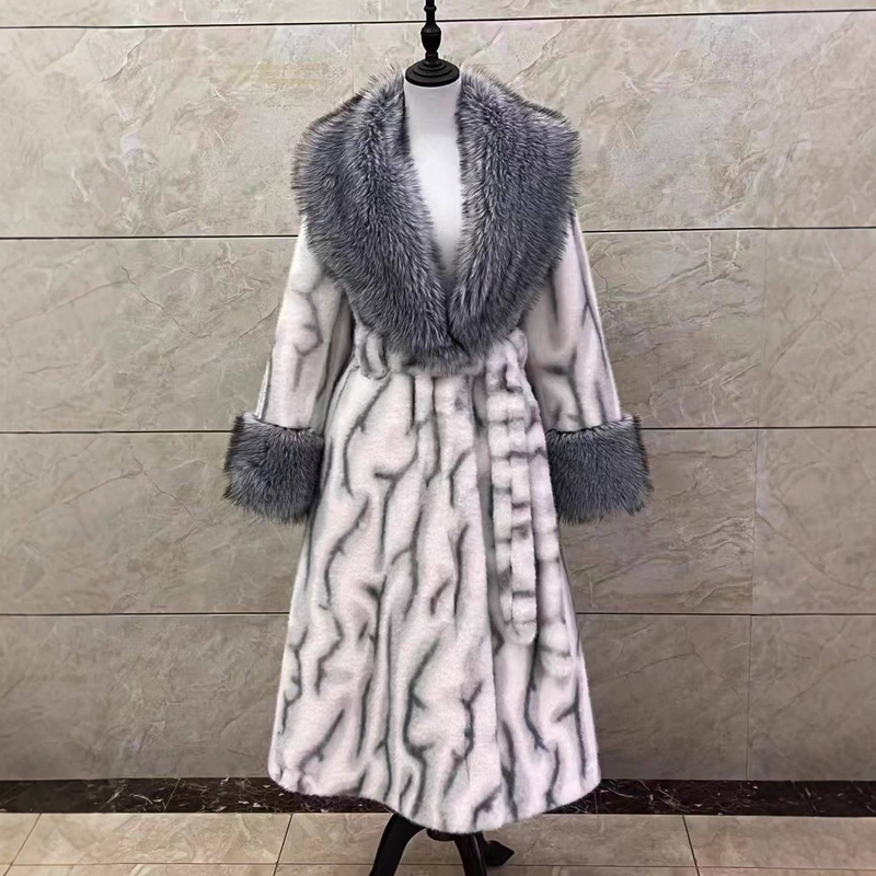 Luxury Faux Fur Coat Winter Fashion V-Neck Long Sleeve Elegant Women's Outerwear With Leopard Print_voghion.com