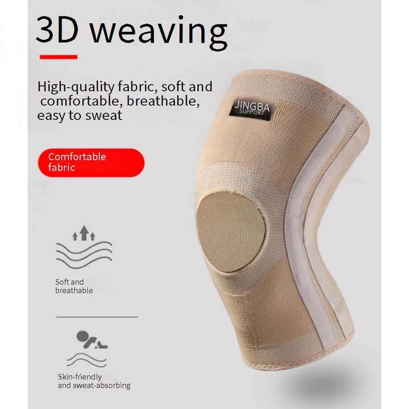 JINGBA Supportive Knee Brace With Spring Support For Running, Hiking, Basketball & Sports - Lightweight & Breathable For Men & Women (Khaki, M/L/XL)_voghion.com