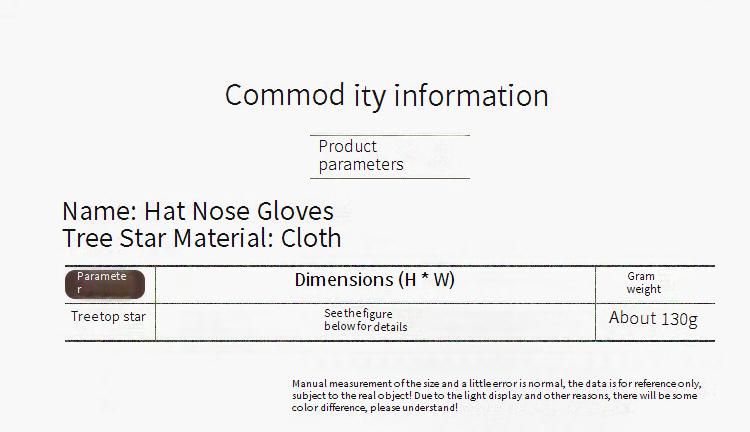 Şenlikli Noel Ağacı Tepesi Seti - Noel Baba Şapkası, Burun ve Eldiven Tasarımı - Tatil Ağaçları İçin Benzersiz Dekoratif Yıldız_voghion.com