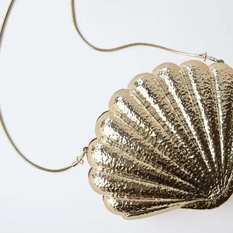 Elegante pochette da donna placcata in oro con tracolla a catena, per feste serali e uso quotidiano, borsa da sera alla moda e di personalità._voghion.com