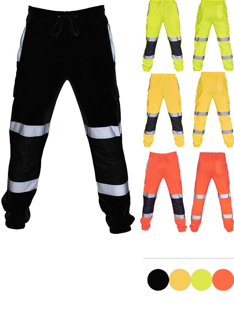 Pantalones informales de forro polar reflectante para hombre, uniforme sanitario a rayas, pantalones de seguridad para el trabajo de alta visibilidad_voghion.com