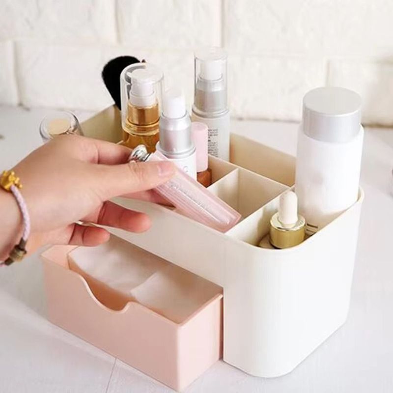 Plastic Cosmetic Organizer - 5-Drawer Makeup Storage Box Clear Vanity Case With Mirror Desktop Size_voghion.com