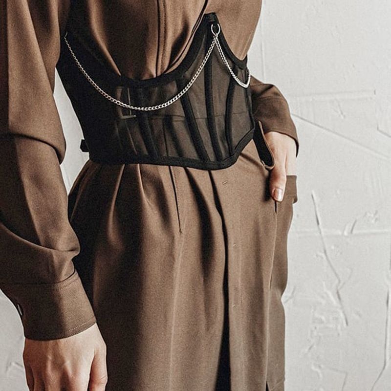 Gilet a spina di pesce indossato con cinturino per il nuovo top con cintura primaverile da donna 2024_voghion.com