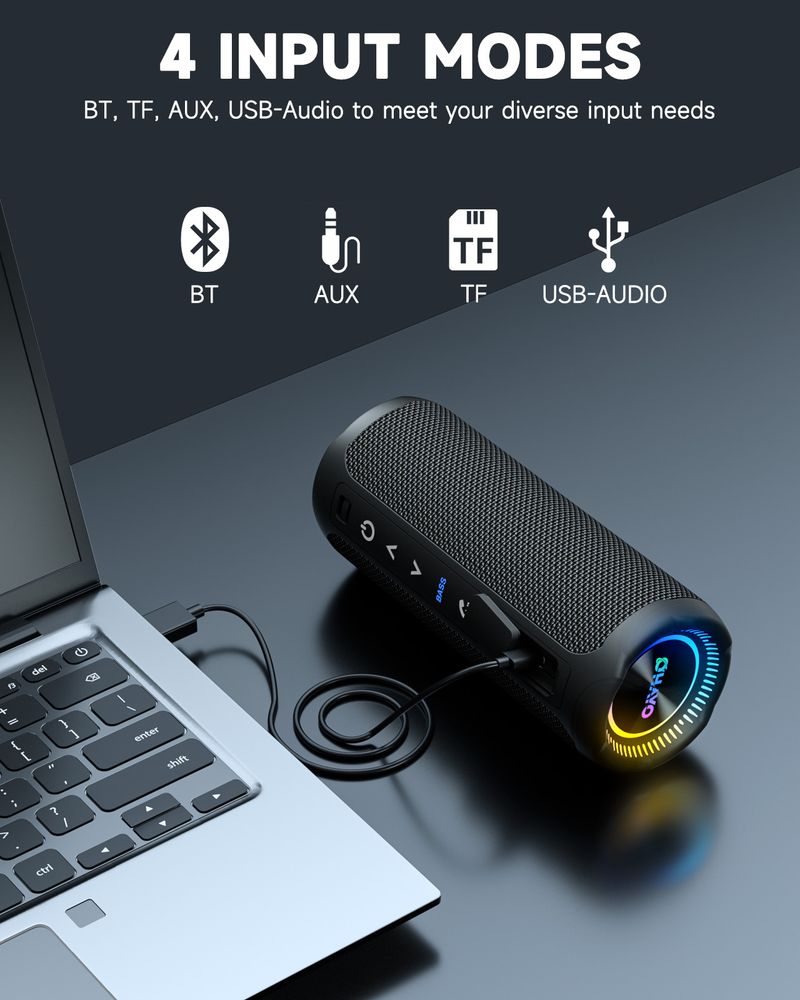 10X Bluetooth Speaker 35W - IPX Waterproof, Powerful Stereo Sound, 24 Hours Playtime, TWS Pairing, Dazzling Lights_voghion.com